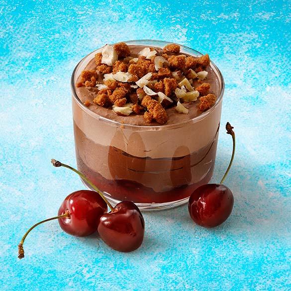 Chocolate mousse with cherries